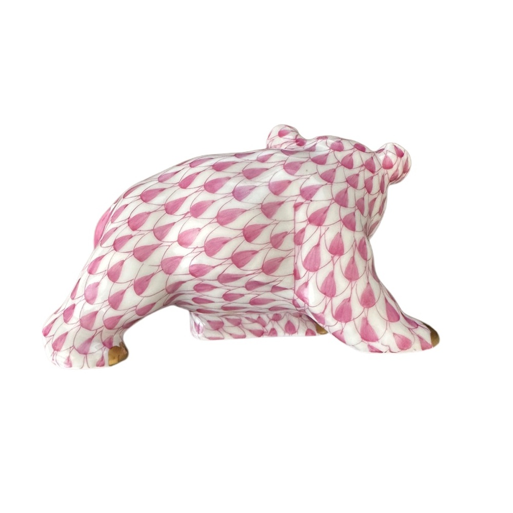 RARE Herend Pink Bear Cub Figurine - Picture 3 of 5